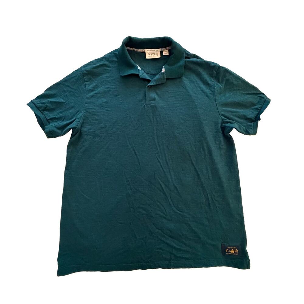 Scotch & Soda Amsterdam Mens Green Logo Polo Shirt XL Preppy EUC